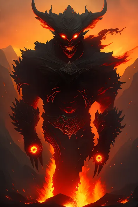 At the peak of a magical storm, two colossal titans face off in a celestial arena. The first is the titan of fire, whose radiant skin emanates intense heat, while the second is the titan of shadows, enveloped in dark mist that seems to devour the very ligh...