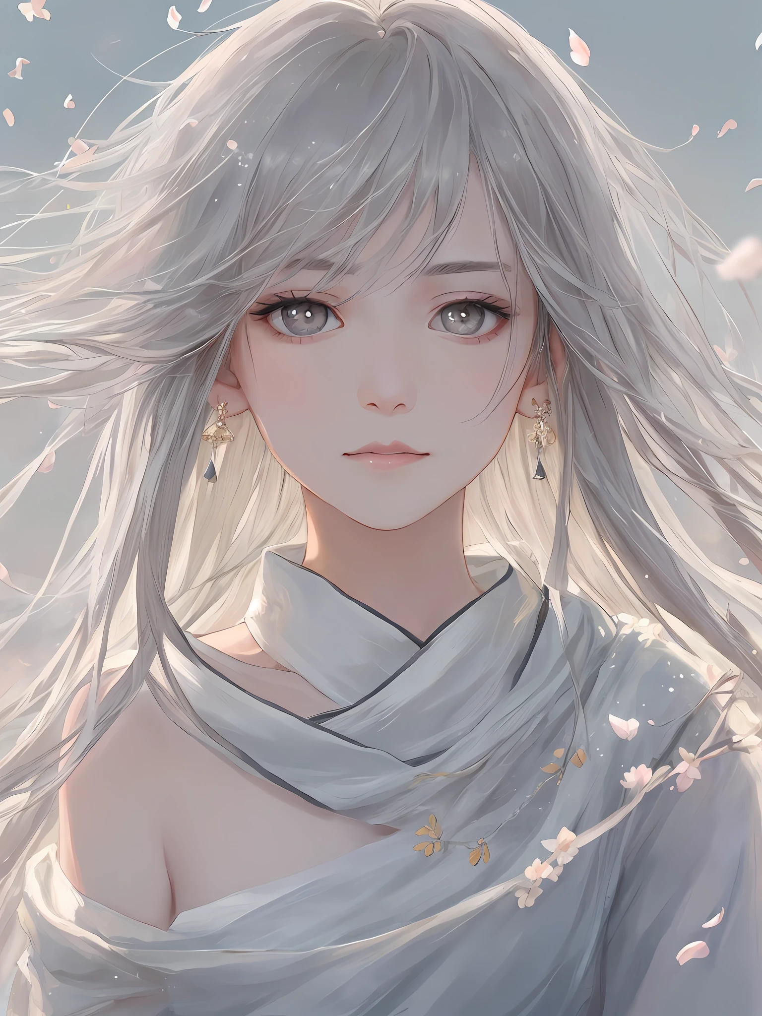 Anime girl with long hair and white dress with flowers in her hair - SeaArt  AI