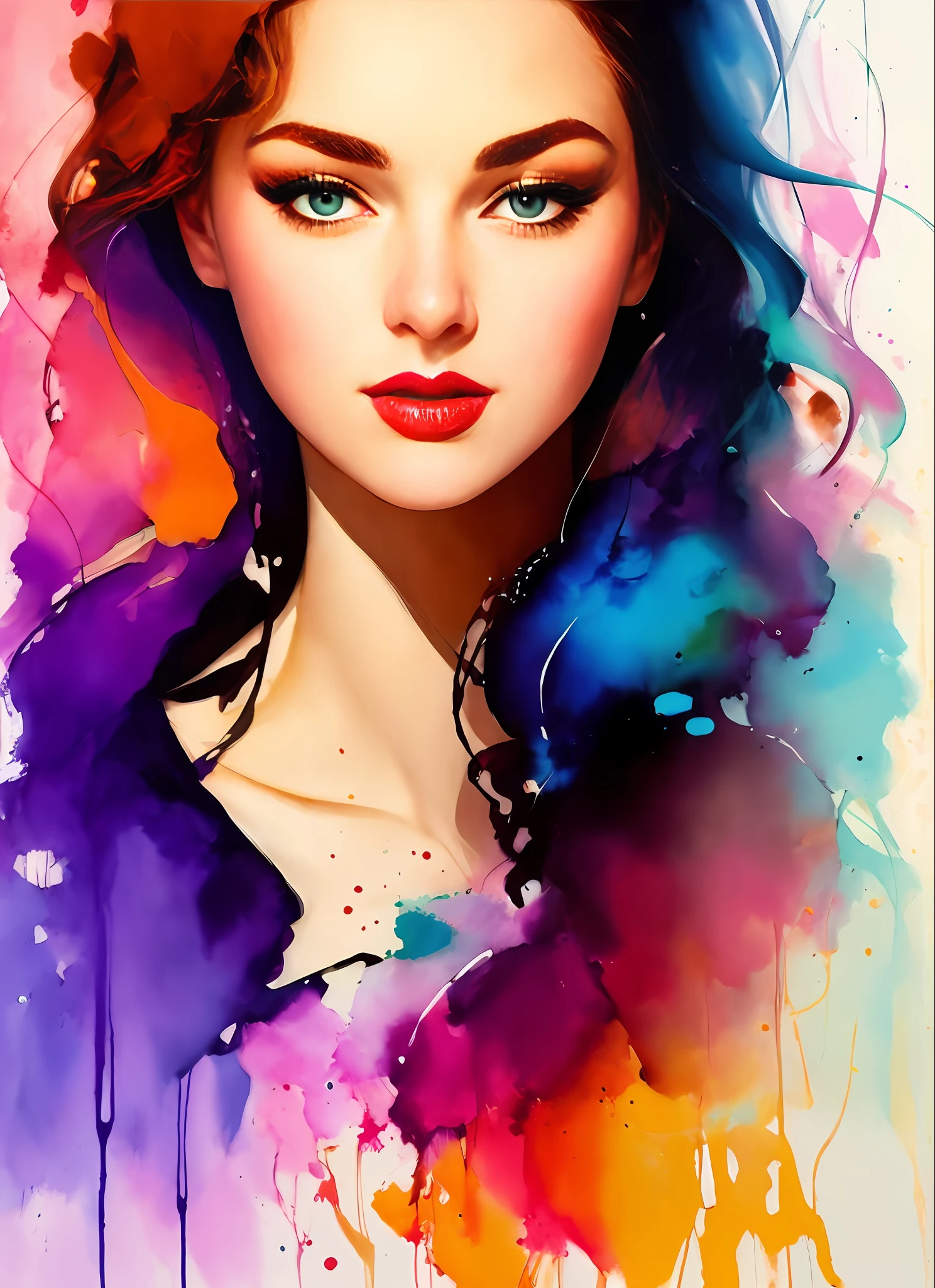 GIL ELVGREN a woman by agnes cecile, luminous design, pastel colours, ink drips, autumn lights