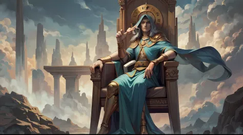 imagem de um homem sentado em um trono com uma coroa, Retrato do velho rei medieval, Velho Rei Medieval, O Deus Imperador da Hum...