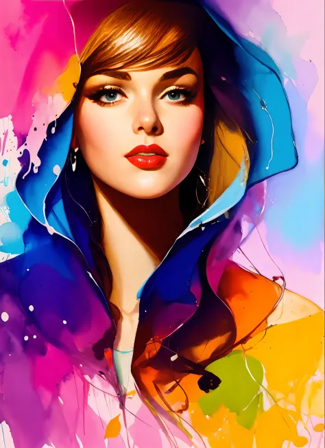 gil elvgren a woman by agnes cecile, luminous design, pastel colours, ink drips, autumn lights