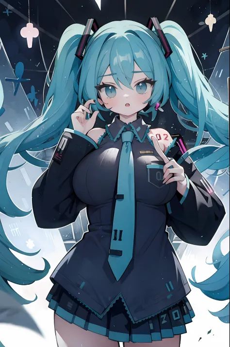 Big breasts Hatsune Miku，blue  hair