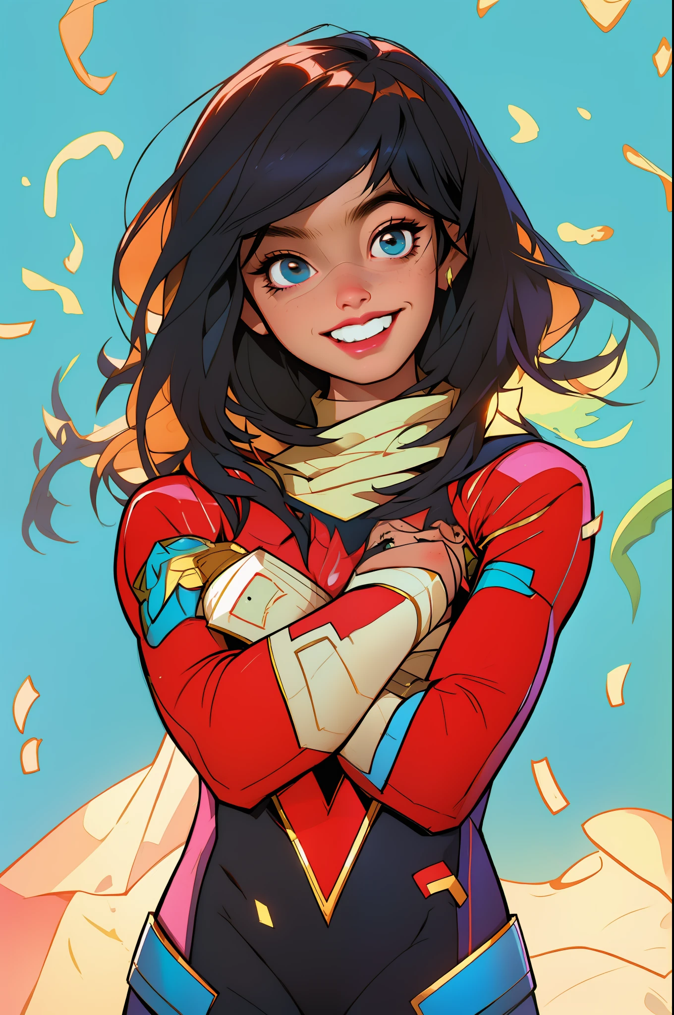 a cartoon of a woman in a red and black outfit, artgerm and atey ghailan, marvelous expression, Taliyah Young, as a panel of a marvel comic, rebecca sugar, nerdy black girl super hero, Sachin Teng, in style of marvel, krenz cushart and artgerm, Brittney Lee, Miss Marvel, artgerm comic
