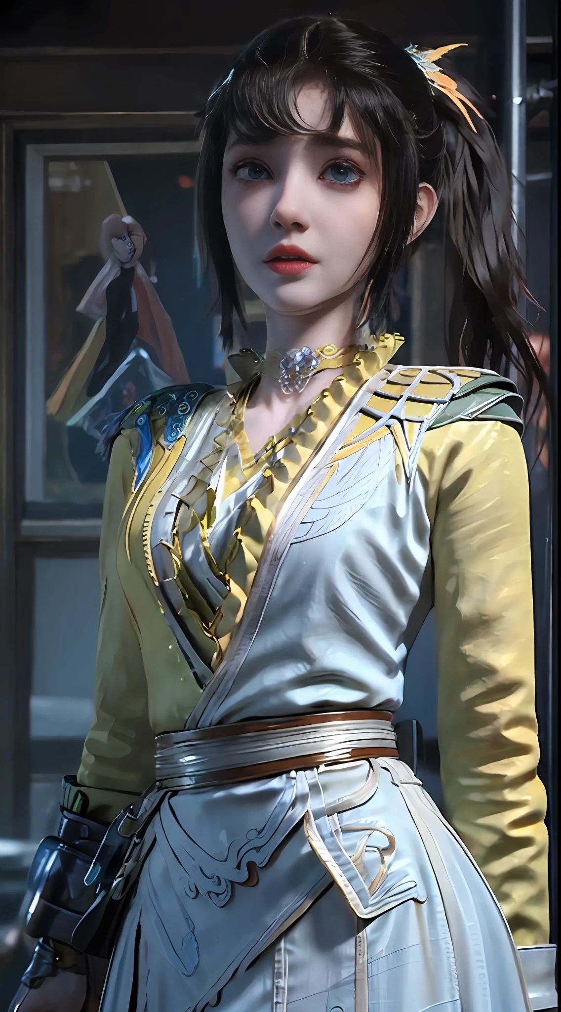 ((Best quality)), ((masterpiece)), (detailed:1.4), 3D, an image of a beautiful cyberpunk female,HDR (High Dynamic Range),Ray Tracing,NVIDIA RTX,Super-Resolution,Unreal 5,Subsurface scattering,PBR Texturing,Post-processing,Anisotropic Filtering,Depth-of-field,Maximum clarity and sharpness,Multi-layered textures,Albedo and Specular maps,Surface shading,Accurate simulation of light-material interaction,Perfect proportions,Octane Render,Two-tone lighting,Wide aperture,Low ISO,White balance,Rule of thirds,8K RAW,