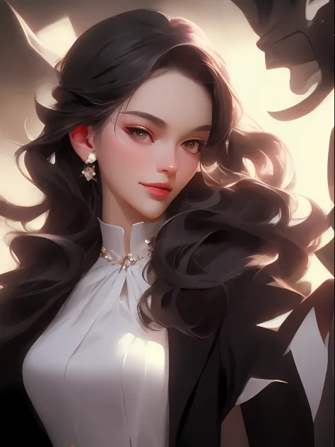 there is a woman with long hair wearing a black jacket, artwork in the style of guweiz, guweiz, by Yang J, digital art of an ele...