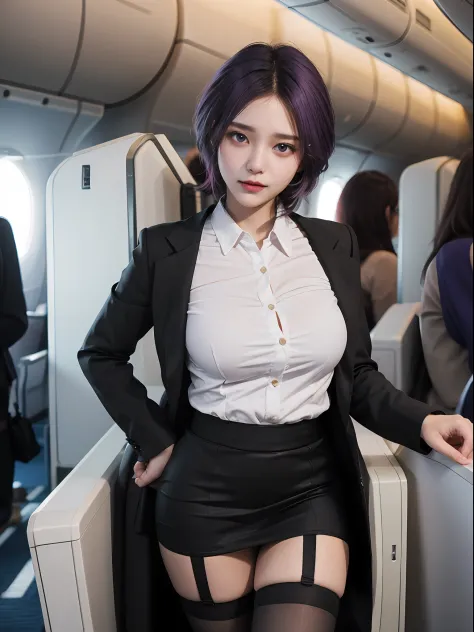(Best quality: 1.1), (Realistic: 1.1), (Photography: 1.1), (highly details: 1.1), (1womanl), Airline flight attendants,Red coat,...