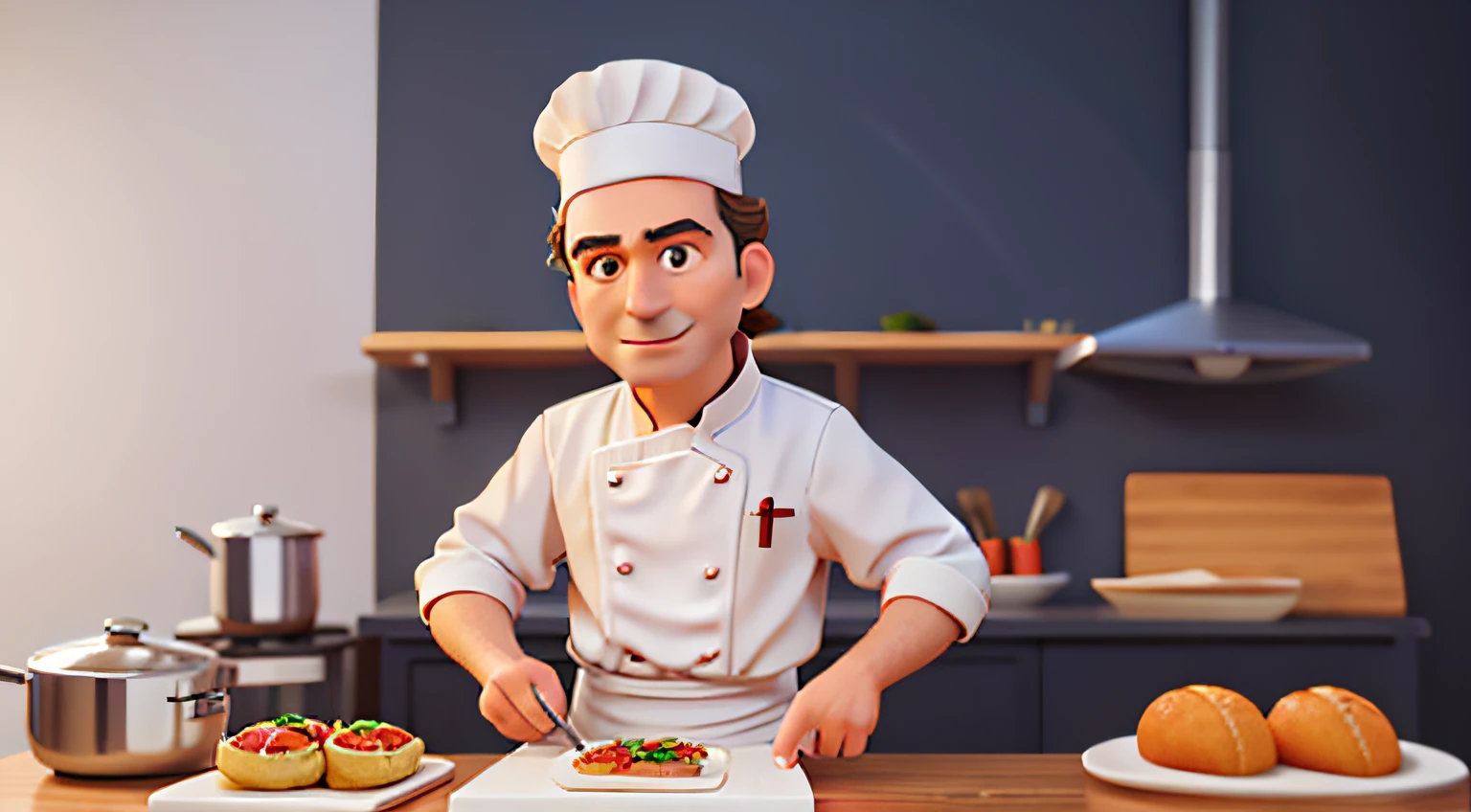 create a character, an italian chef, with a white background, for italian food lovers, create variations, to use in a cookbook, holding italian foods.