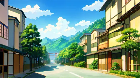 超高分辨率，4k高清，illustration like anime background, a line drawing， residential area, Japan people's quarter, Japan street, house and...
