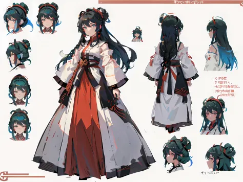 close-up of a person in a dress with different hair，onmyoji detailed art，kushat krenz，anime character design，onmyoji，anime conce...