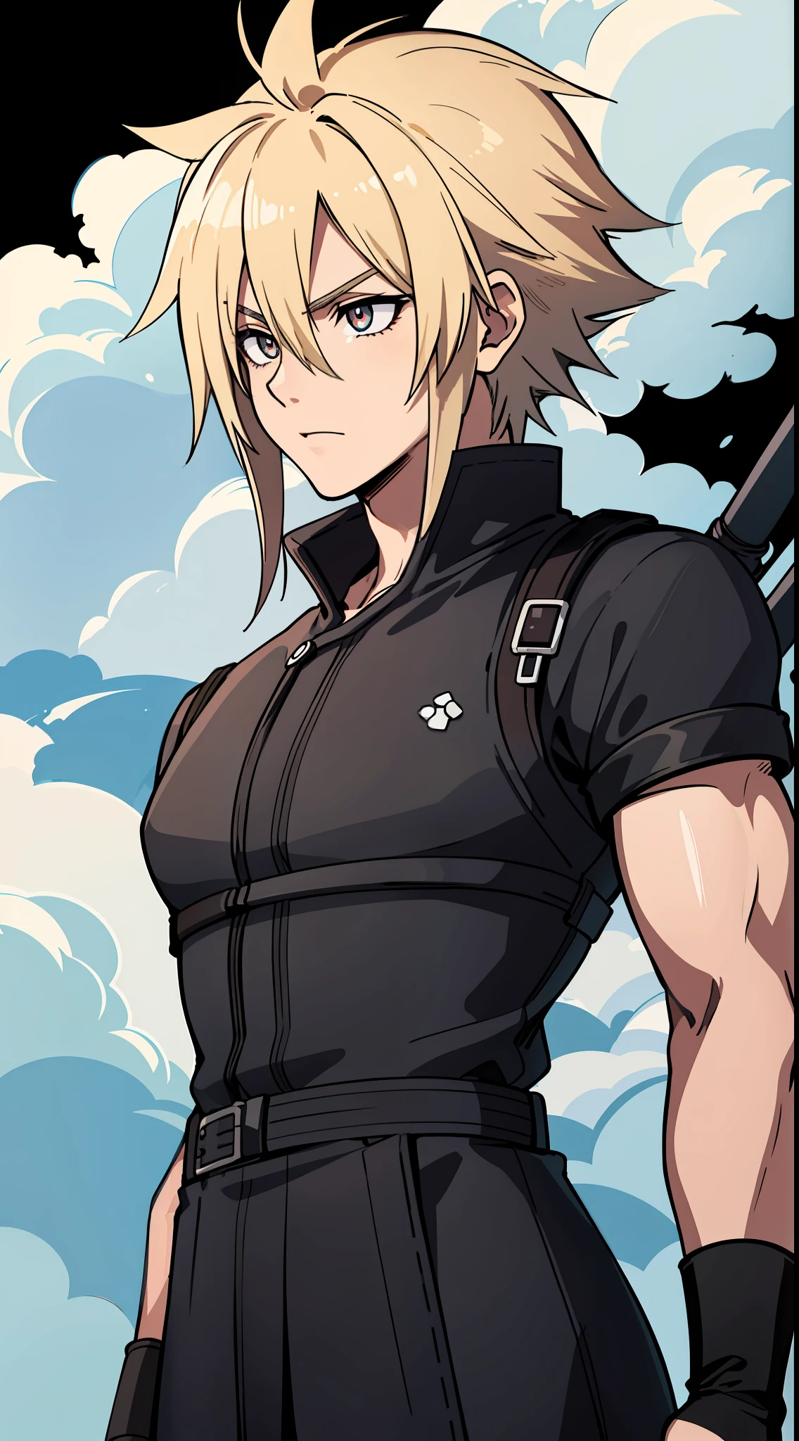 (Animated). Male ((Cloud Strife)) . (Masterpiece: 1.8), k quality, final fantasy artwork concept, detailed manga eyes, detailed hair, detailed clothes, detailed body, sharper drawings, pronounced detailed face, shiny objects like jewelry, see the creases on the clothes, more consistent clothes, more rounded eyes, globular transparent liquid eyes, more colors, more consistent clothes , correct clothing features, better eye line, better shoulders, really colorful, coarser line, black line, finishing. (coarser stroke: 1.8) (black stroke: 1.8) (color: 1.8) (clean: 1.8) (color contrast: 1.8) (black outline: 1.8) (adjusted color contrast: 1.8) (shadow play: 1.8) (manga eyes: 1.8) (medium breasts small) (beautiful body) (muscle: 1.5 ) (rendering homogeneous: 1. 3)