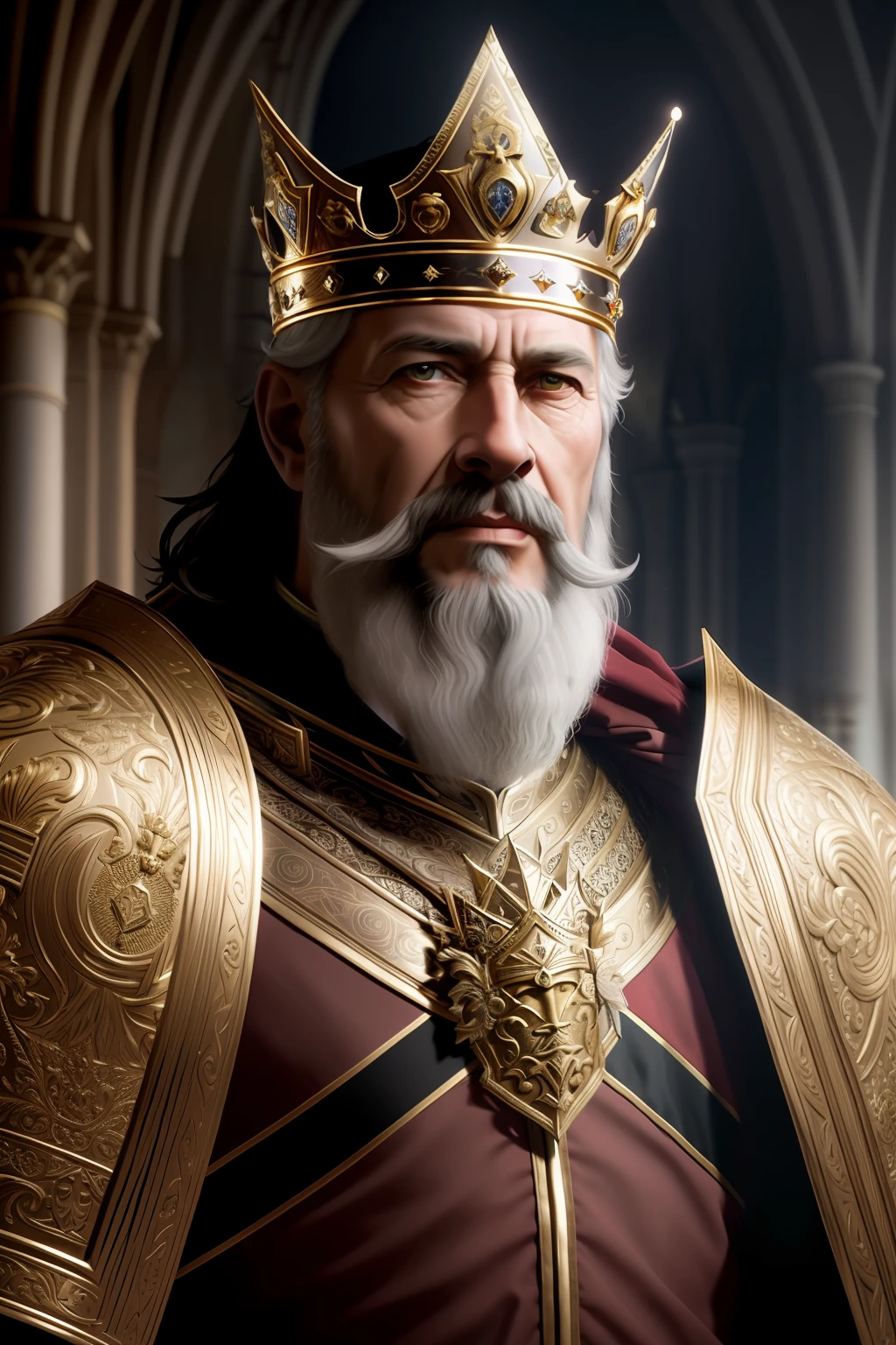 A close up of a man wearing a crown and a gold crown - SeaArt AI