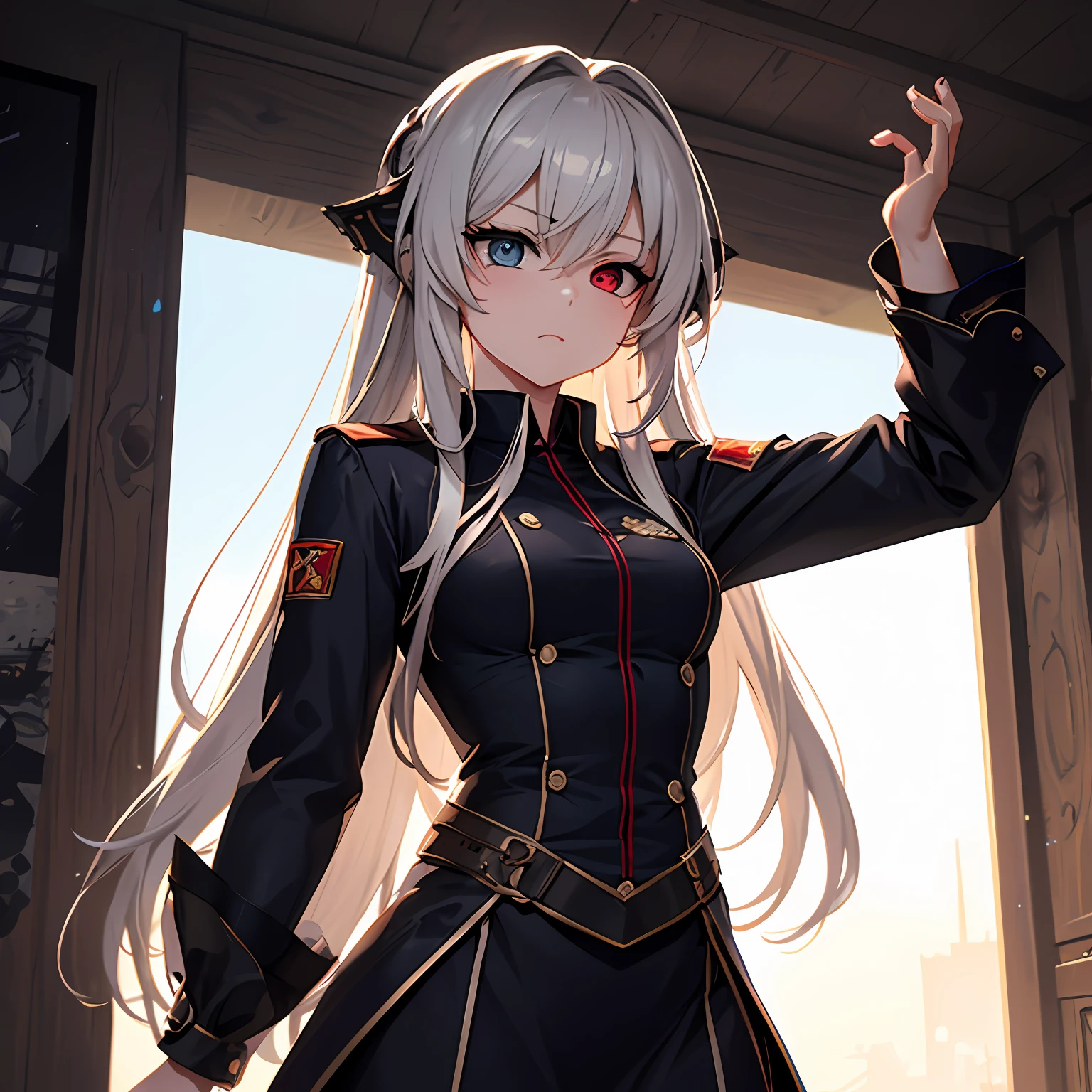 --2d anime --Anime --Primeiro trabalho --anime premiado, --Garota elfa (((--Heterocromia))) --Long white hair --Dynamic seductive pose --Small breasts --Small ass --Style "Loli" --Cyberpunk --Soviet uniform clothes , --Hard bass --menina russa, (((((co. Blyat))))) , --Detailed digital art --High quality 8K --Detailed Artgerm --Aesthetic perfection --Intricate details --Cinematic lighting --Lighting highlight --SSAA --Smooth rendering --No noise --Dynamic scenery Dynamic fantasy medieval Russian street --Rudeus Style.