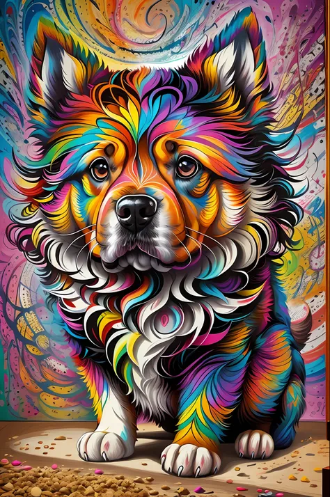 (dog), Eduardo Kobra padding ,wall PORTRAIT geometric multidimensional ...