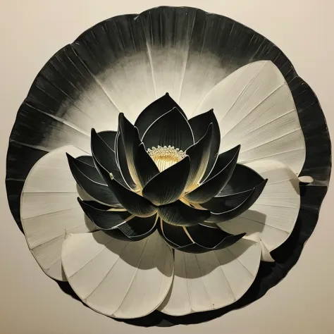 Tradition Chinese Ink Painting，Lotus leaf，lotus flower，Don't be characterized，A lotus，A lotus leaf，tmasterpiece，best qualtiy，off...