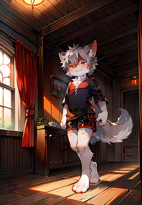(ambiente dark:0.8),Masterpiece,High quality,abstract res,Digital painting\(artwork of a\), by Dagasi, Yupa,Kiyosan,(anthro,Fluffy fur,Character focus:1.1),anthro male dog，Short hair,Portrait , eyes with brightness, in a panoramic view, Character focus.(de...