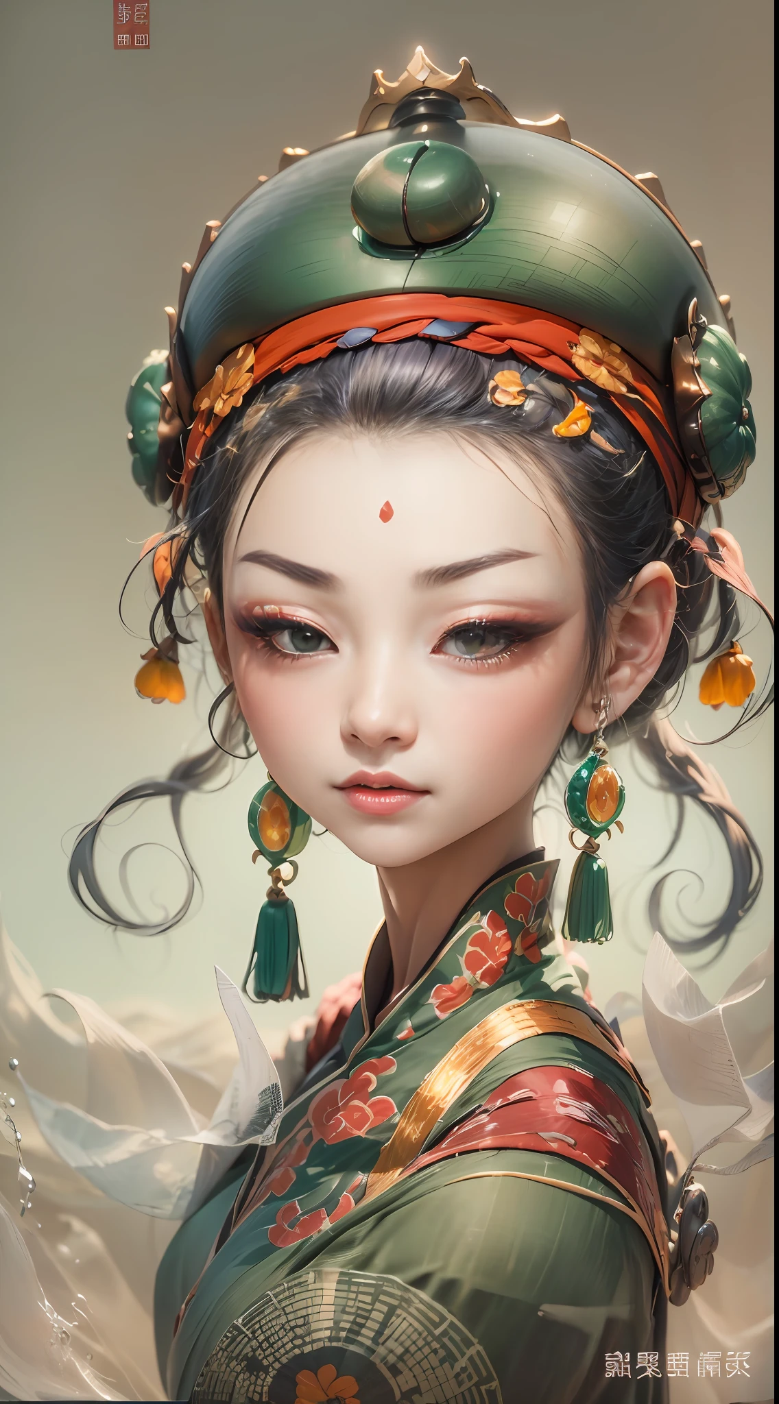 Baochao，The lips are red without dots，The eyebrows are not drawn but emerald，The face is like a silver basin，The eyes are like water apricots。Few words，People are called foolishness，Peace at any time，Self-defensive。