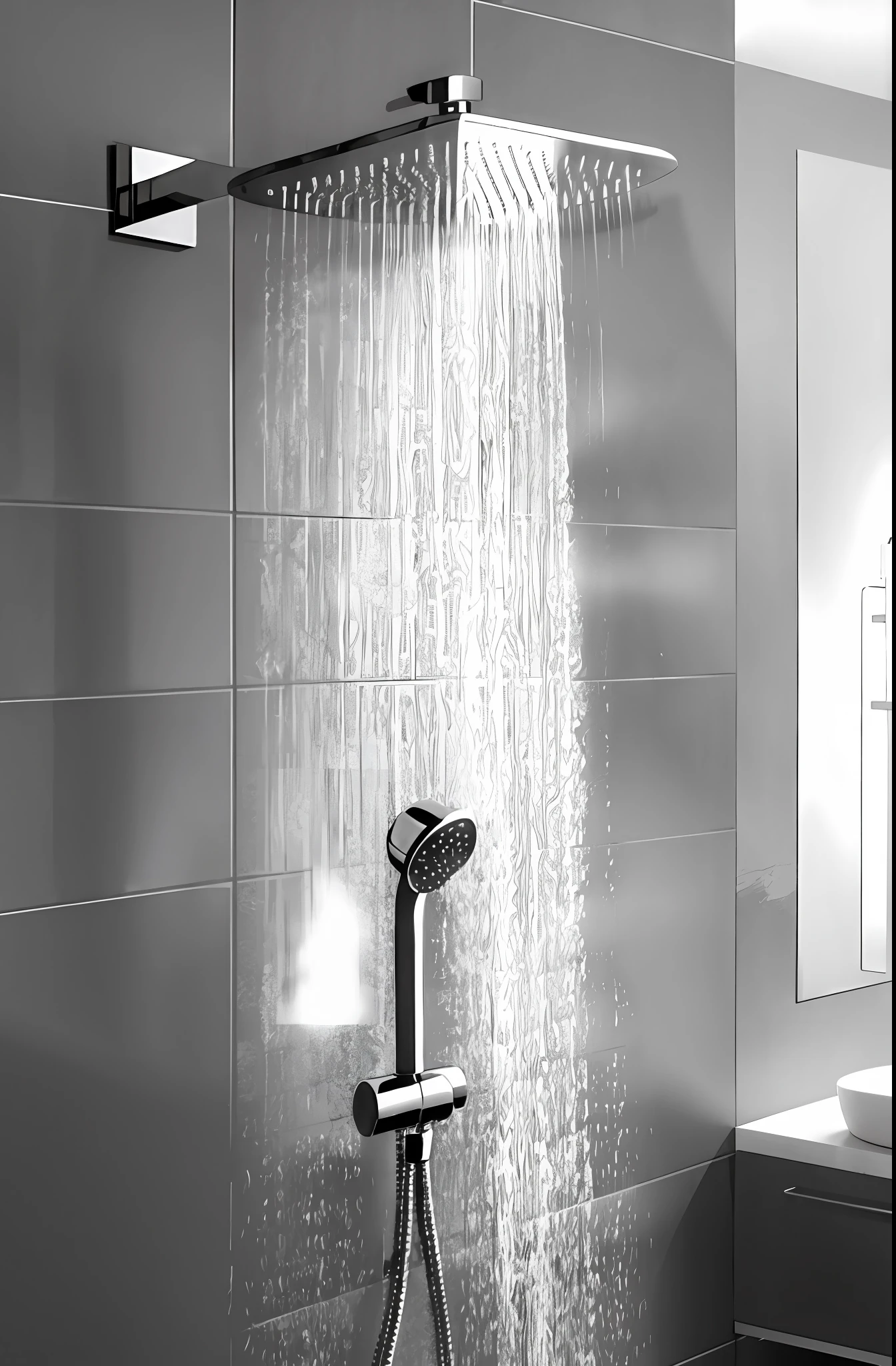 A close up of a shower head with a shower head and a shower head - SeaArt AI