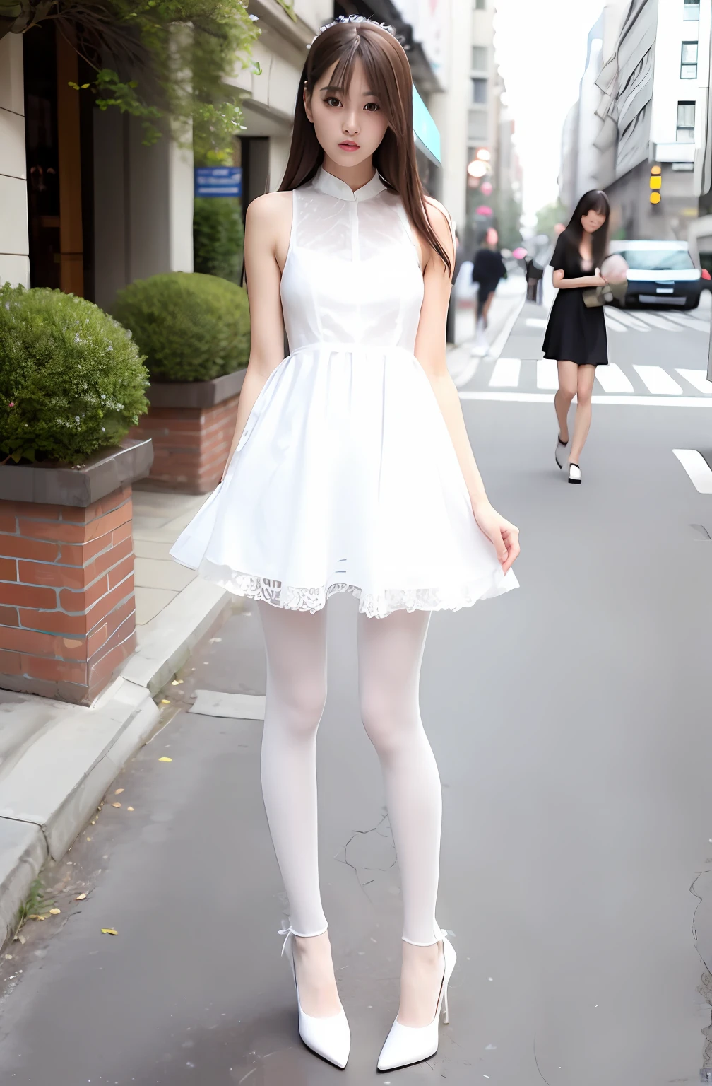 Dress with white tights best sale