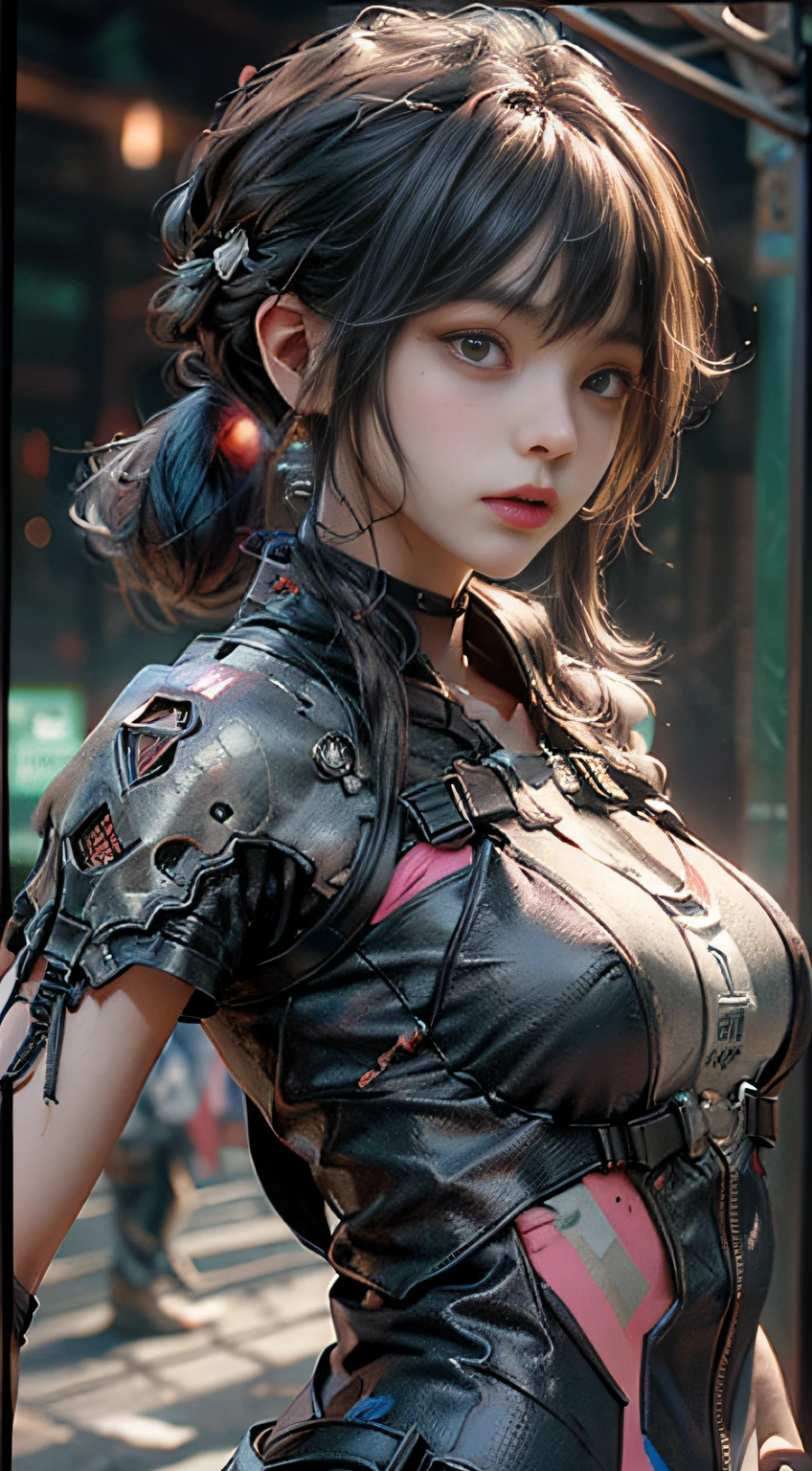 ((Best quality)), ((masterpiece)), (detailed:1.4), 3D, an image of a beautiful cyberpunk female,HDR (High Dynamic Range),Ray Tracing,NVIDIA RTX,Super-Resolution,Unreal 5,Subsurface scattering,PBR Texturing,Post-processing,Anisotropic Filtering,Depth-of-field,Maximum clarity and sharpness,Multi-layered textures,Albedo and Specular maps,Surface shading,Accurate simulation of light-material interaction,Perfect proportions,Octane Render,Two-tone lighting,Wide aperture,Low ISO,White balance,Rule of thirds,8K RAW,