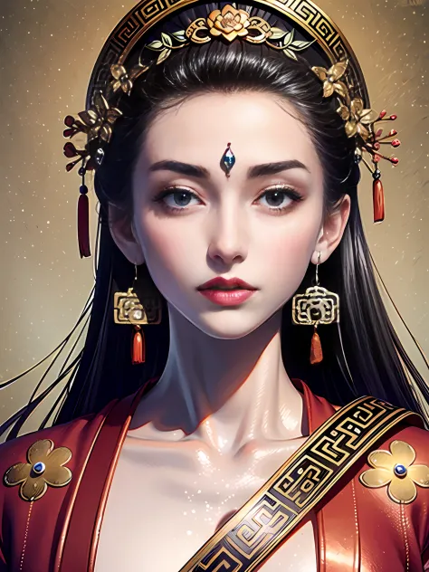 An ancient Chinese beauty, sunshine, clear face, masterpiece, ancient Chinese background, super detail, epic composition, ultra ...