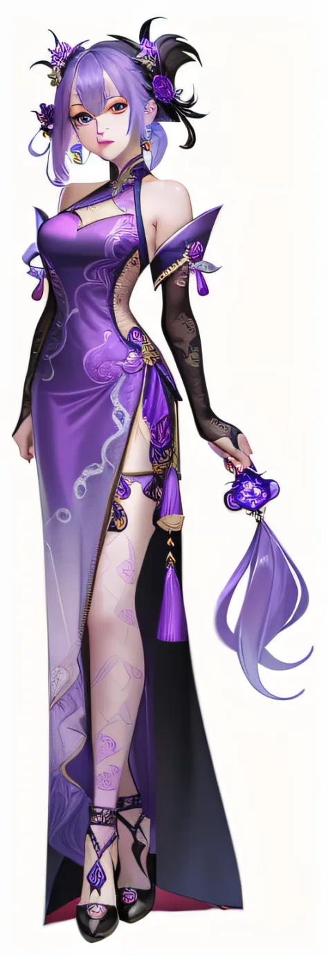 Cartoon close-up of a woman in a purple dress, astral witch clothes, full-body xianxia, flowing magical robe, lunar themed attire, beautiful full-body concept art, clothing design, Onmyoji detailed art, ornate flowing robes, ornate flowing robes, wearing f...