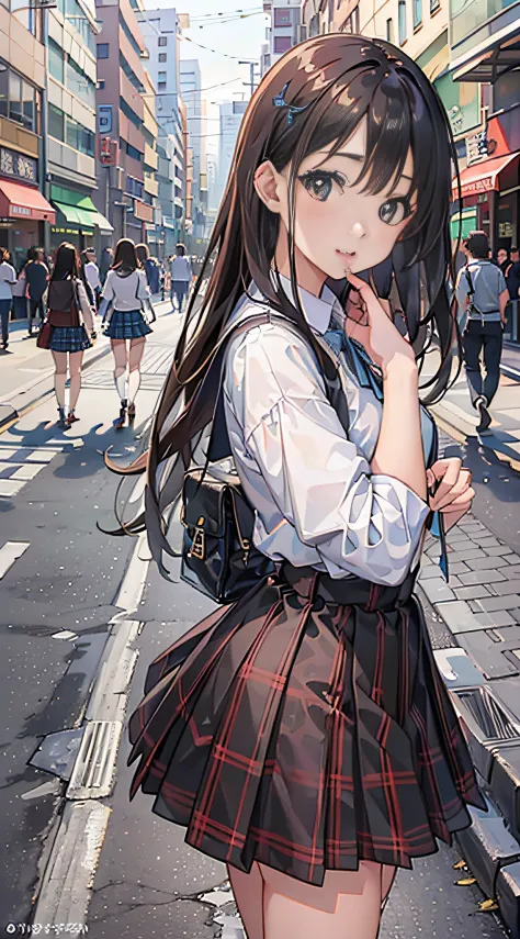 (8K、Raw photography、top-quality、​masterpiece:1.2)、Illustration Touch、ultra-detailliert、超A high resolution、女の子1人、dark brown  hair...