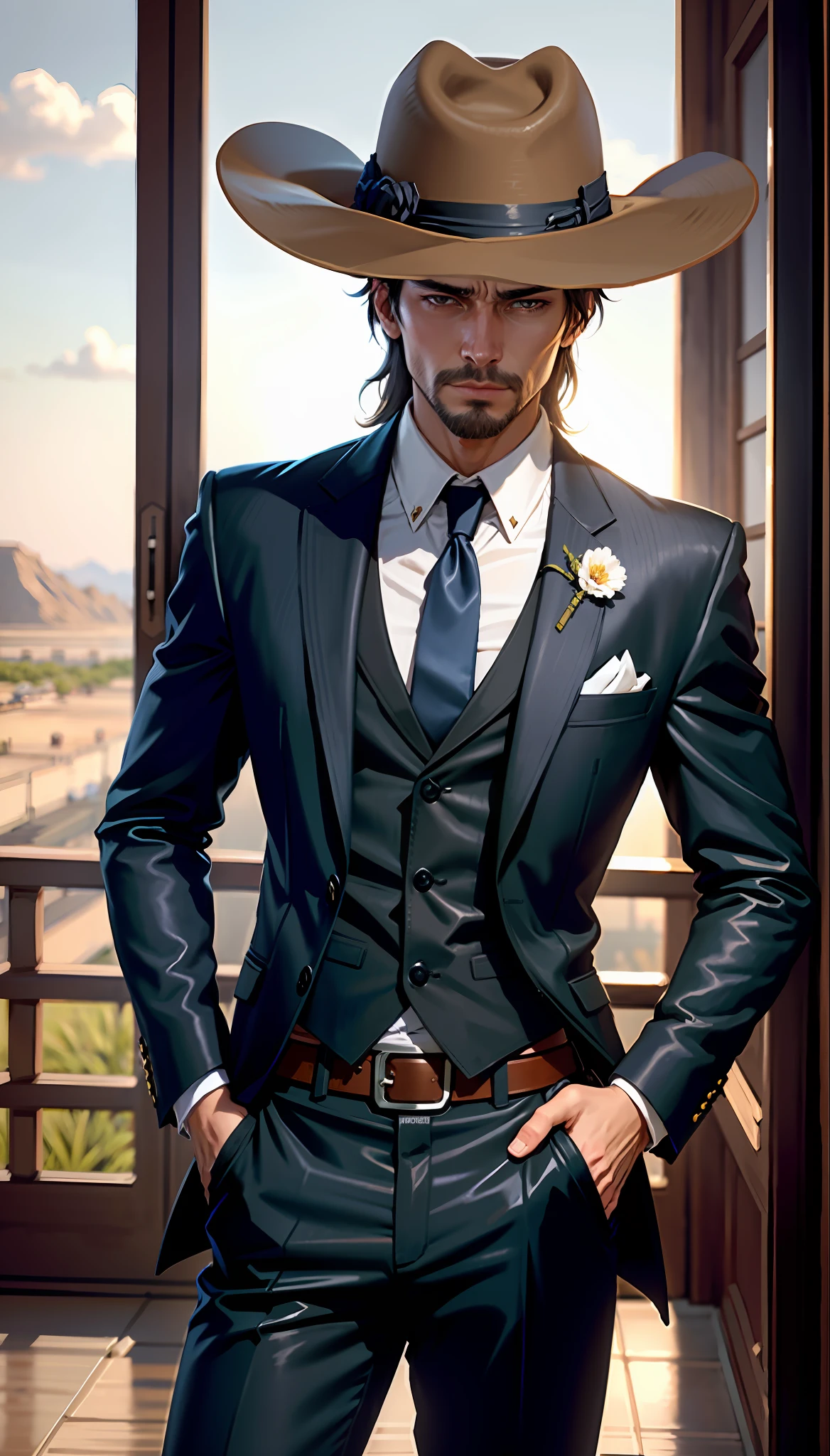 (Cowboy Shot),  SFW, (masutepiece), (Best Quality:1.0), (超A high resolution:1.0), Detailed eyes
break
Tonrak Lock , Suit, Formal, tailcoat, neck tie, Adjusting tie
break
party, Gorgeous View