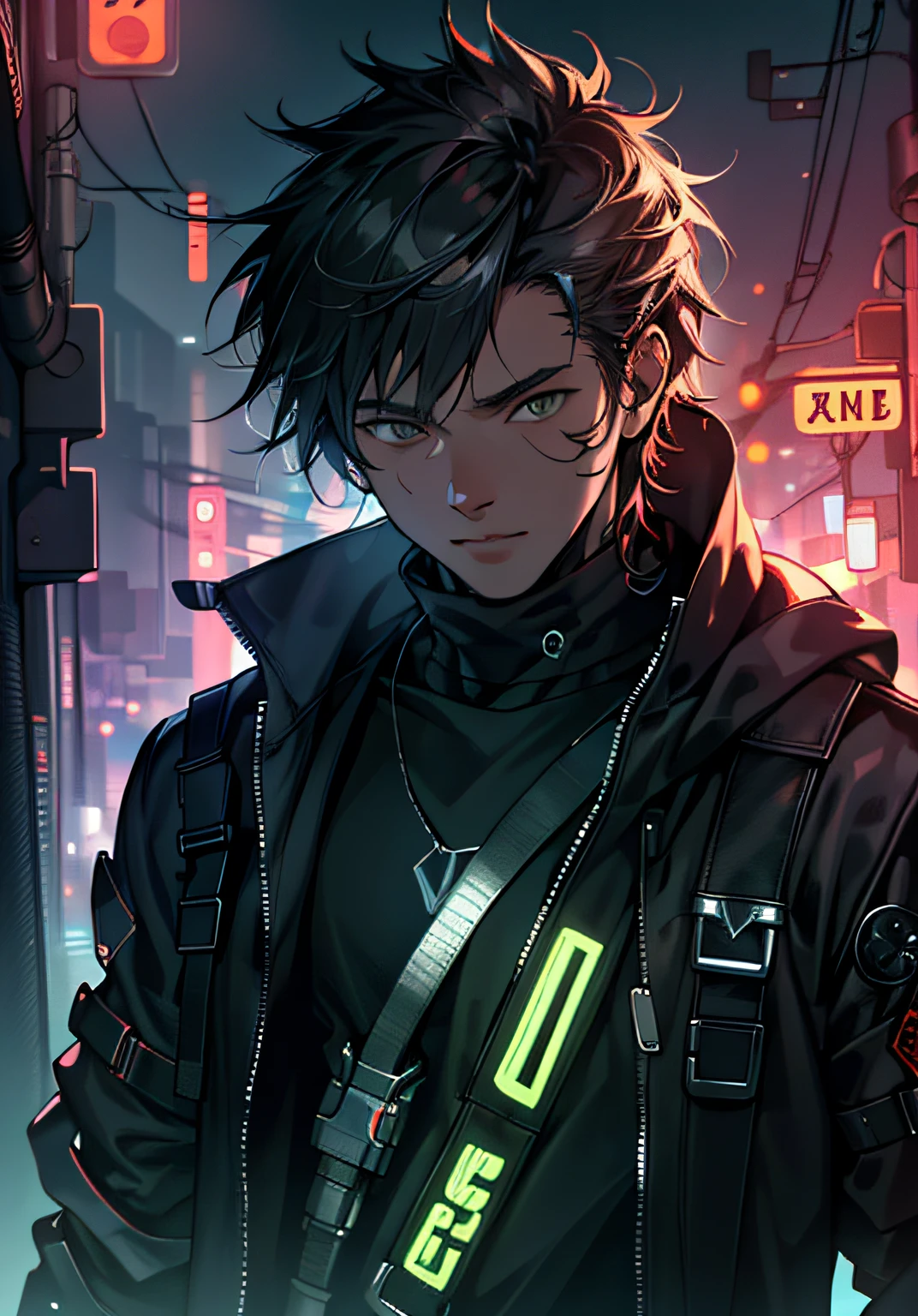 ultra detail, high resolution, ultra detailed, best quality, amazing, top quality, extremely detailed CG unity 8k wallpaper, cinematic lighting, cat fanboy, cyberpunk, dark boy