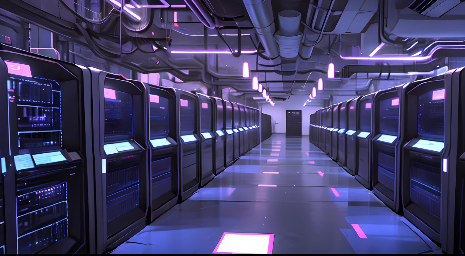 un couloir faiblement éclairé avec des rangées de données, des écrans d&#39;ordinateur et des symboles Bitcoin, l&#39;arrière-plan est la salle des serveurs de données, pirater aucun mainframe, cyberespace, dans un centre de données réaliste, 3840x2160, 3840 x 2160, Fond de couloir de vaisseau spatial, cyberarchitecture, cyberespace surréaliste, dans un centre de données détaillé, technologie de serveur néon bleu clair bleu foncé