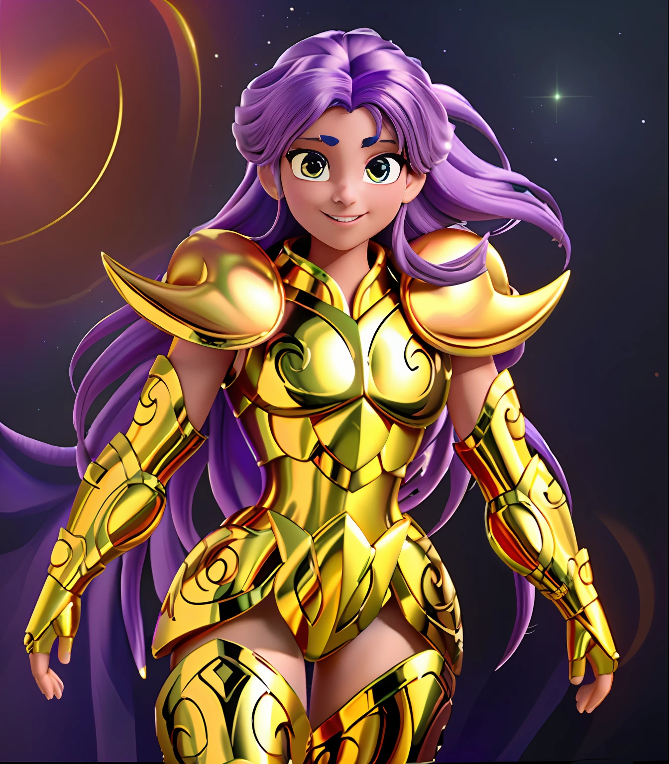 Need，tmasterpiece，A detailed face，A detailed eye，full bodyesbian，1girl，Aries gold armor，Women's gold armor，nsfw，Raised sexy，（8k，RAW photos，best qualtiy，tmasterpiece：1.2 ), solo focus, mgq_valkyrie, wings, sky,Ultra-high saturation（tmasterpiece）， fully body photo，Panorama characters，（The character is displayed in full），Full body figures，（best qualtiy），super wide shot， sface focus，sexy armor，No underwear，Naked，Bling armor，Fine fine skin，Plump breasts，Expose your chest，Expose the waistline，Exposing thighs，cool-pose， Saint Seiya Armor， Detailed armor pattern，messy  hair，highly detailed realistic photograph of, (cellshading)，god light，super sharp focus，Ultra high quality,，with dynamism，(extremely giant breasts:1.5，(Bare breasts:1.4)， Long hair, (Shiny skin:1.4)， shiny lip, Very big ass， Symmetrical detail face，shades，Sexy，Masterpiece，Ultra-high saturation，hight contrast，High-gloss armor，Smooth skin，Smile Expression，Long purple hair，half closed eye