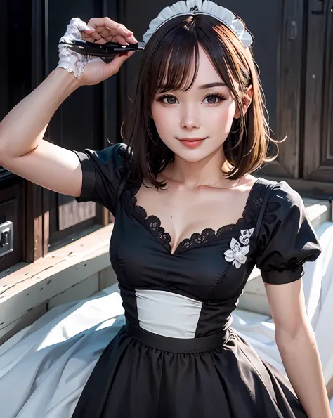 best quality, photorealistic, 8k, high res, 1girl, woman, (skindentation), (professional lighting), (portrait:0.6), (maid dress:...