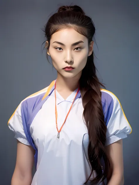 a 17-year-old female high school student，wear a pvc color school uniform