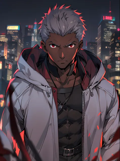 masterpiece, best quality, 1boy, solo, dark-skinned toned male, facing viewer, red eyes, ulra detailed, 8k, high res, (detailed ...