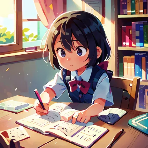 Great work, excellent, (excellent: 0.8), perfect anime illustrations, (((a book))), named "elementary school math" book with a h...