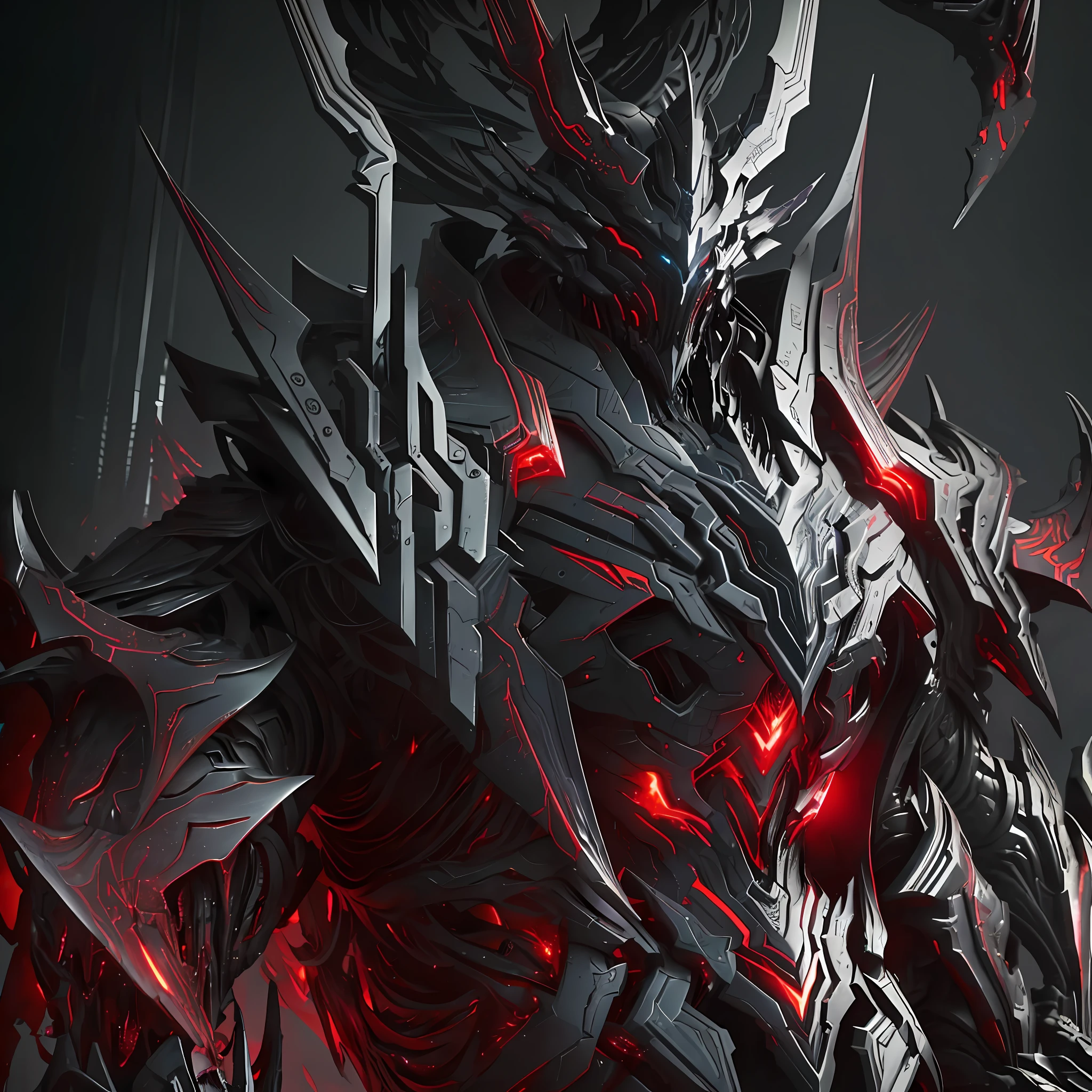 Close up of a demonic creature in a dark room, warframe infested art, warframe art, warframe concept art, high quality warframe fanart, exquisite warframe fanart, warframe destiny art, detailed warframe fanart, warframe fanart, detailed warframe, 《warframe destiny》Dōjin works, battle armor, melted cyborg, 《Warframe and Destiny》Dōjin works