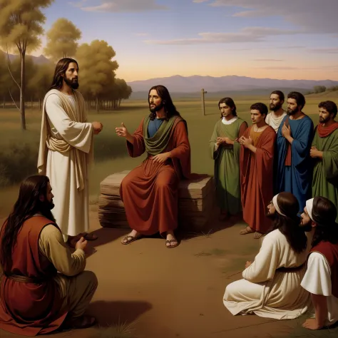 Jesus telling parables in a crowd - SeaArt AI