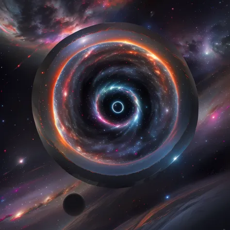 The giant's head is in the middle of the picture，The man has a straight face，eye closeds，Wrapped in stars，In front of a spiral vortex with a galaxy as the background，Magic nebula in the sky，cloud vortex，Splash ink style，A brilliant magical time portal，32K ...