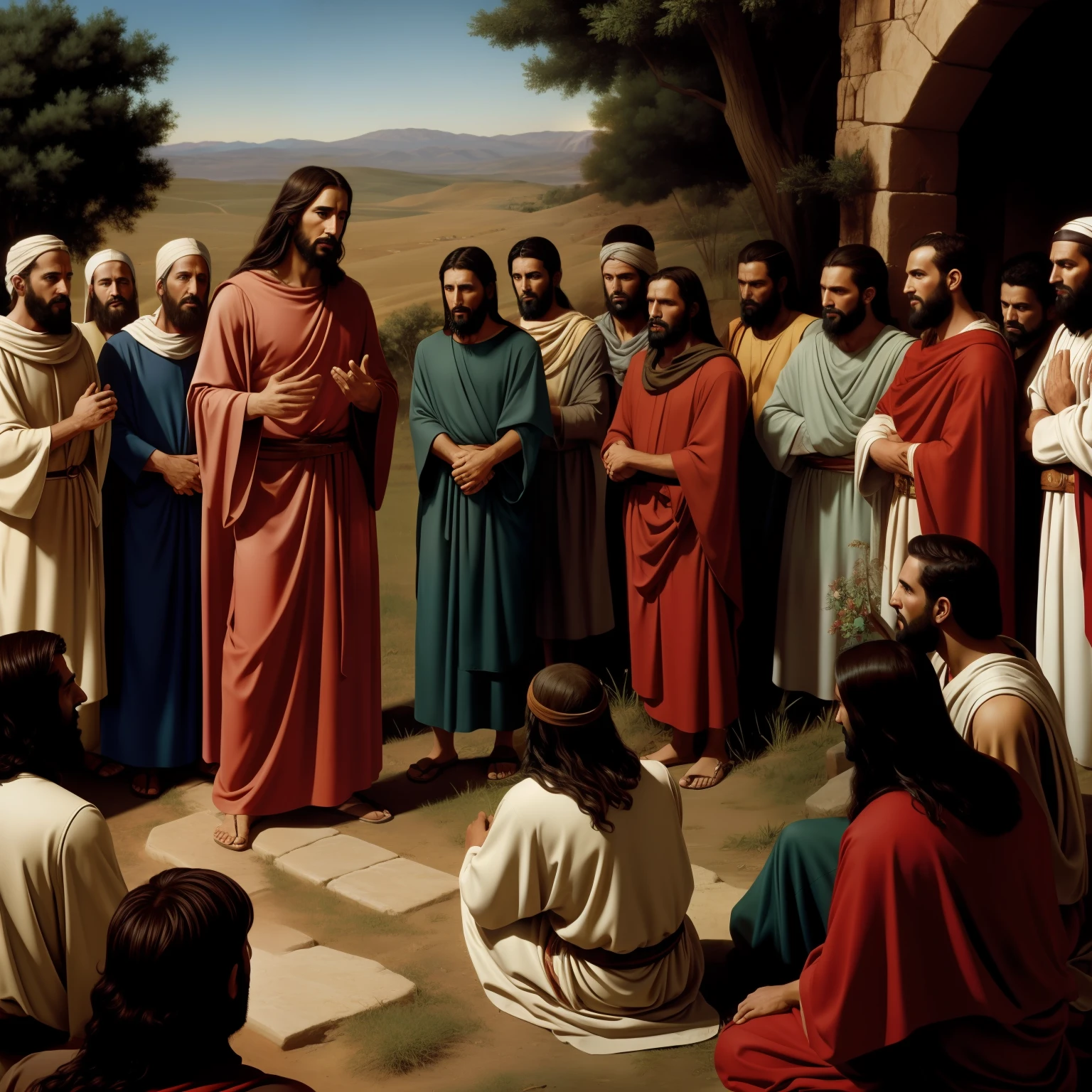 Jesus of Nazareth speaking parables to his disciples