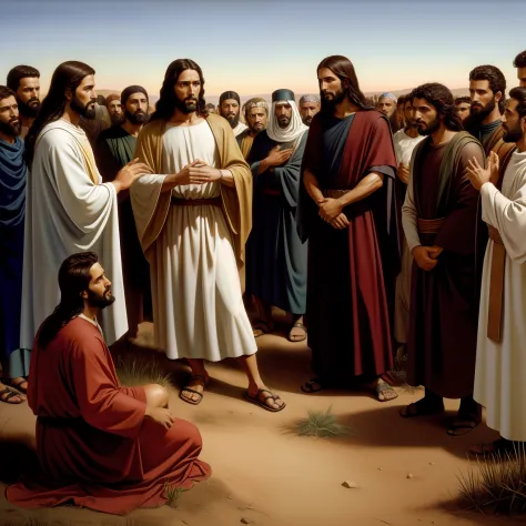 Jesus of Nazareth speaking parables to his disciples