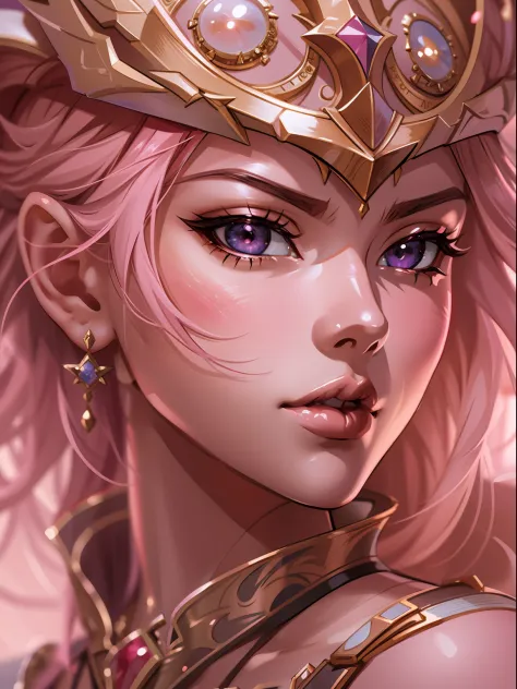anime drawing, warrior princess with a pink warmor, expression serious, close-up intensity, masterpiece, best quality, ultra-det...