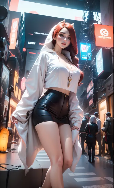 1 girl, Beautiful photorealistic Prestige KDA all out Ahri from League of Legends blushing, string bikini armor, Shibari, blindf...