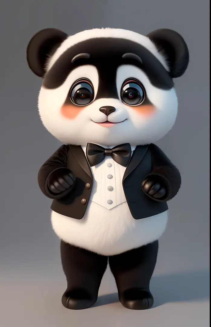 (masterpiece), (best quality), (ultra-detailed), (full body:1.2), Super cute, Baby, Pixar, Baby panda in tuxedo, Big bright eyes, Fluffy, Smile, Delicate and fine, Fairy tales, Incredibly high detailed, Pixar style, Bright color palette, Natural light, Sim...