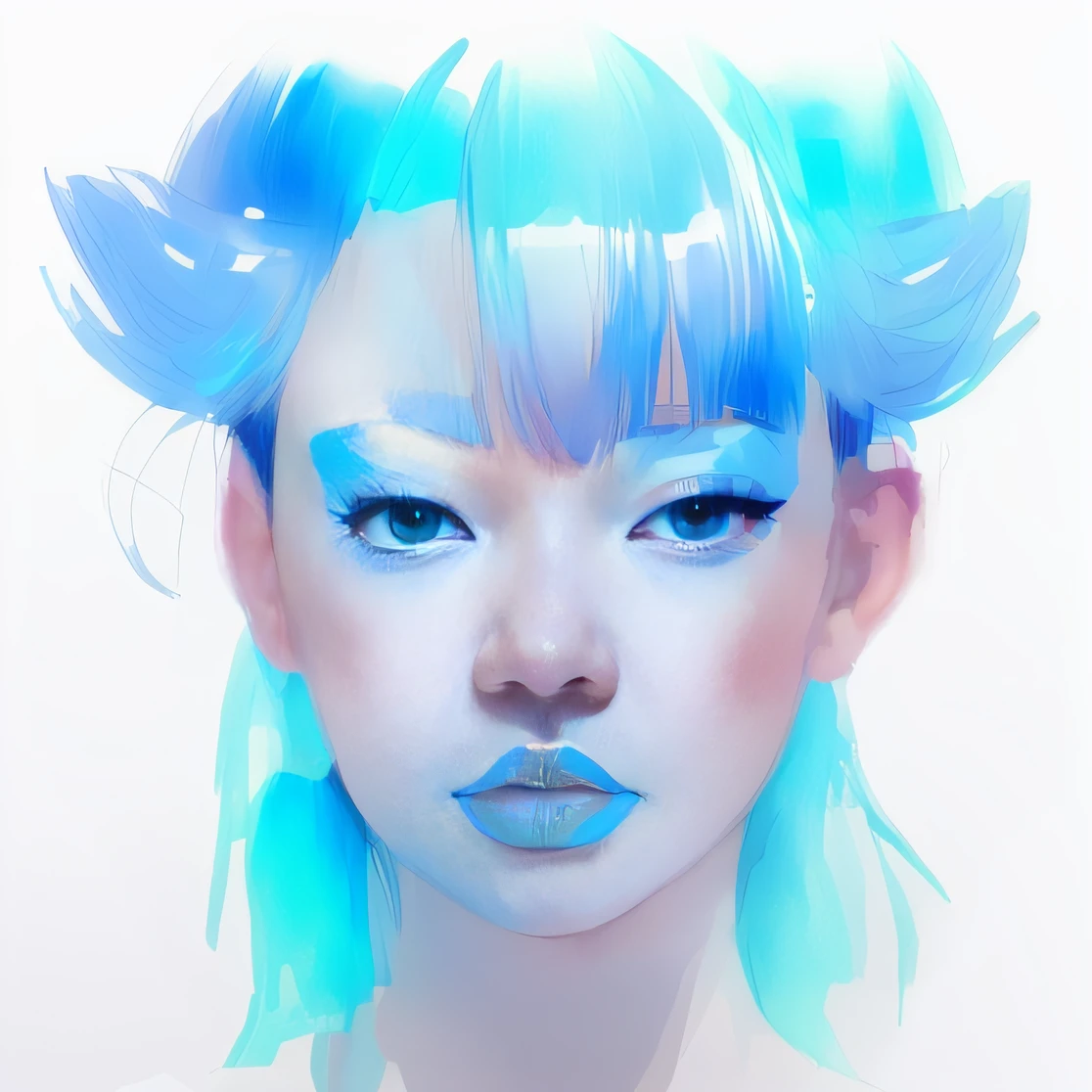 a close up of a woman with blue hair and a white dress, rossdraws pastel vibrant, rossdraws portrait, rossdraws 1. 0, rossdraws cartoon vibrant, rossdraws 2. 0, :: rossdraws, stunning anime face portrait, lois van rossdraws, rossdraws global illumination, rossdraws 2. 5, rossdraws digital painting, gorgeous digital painting