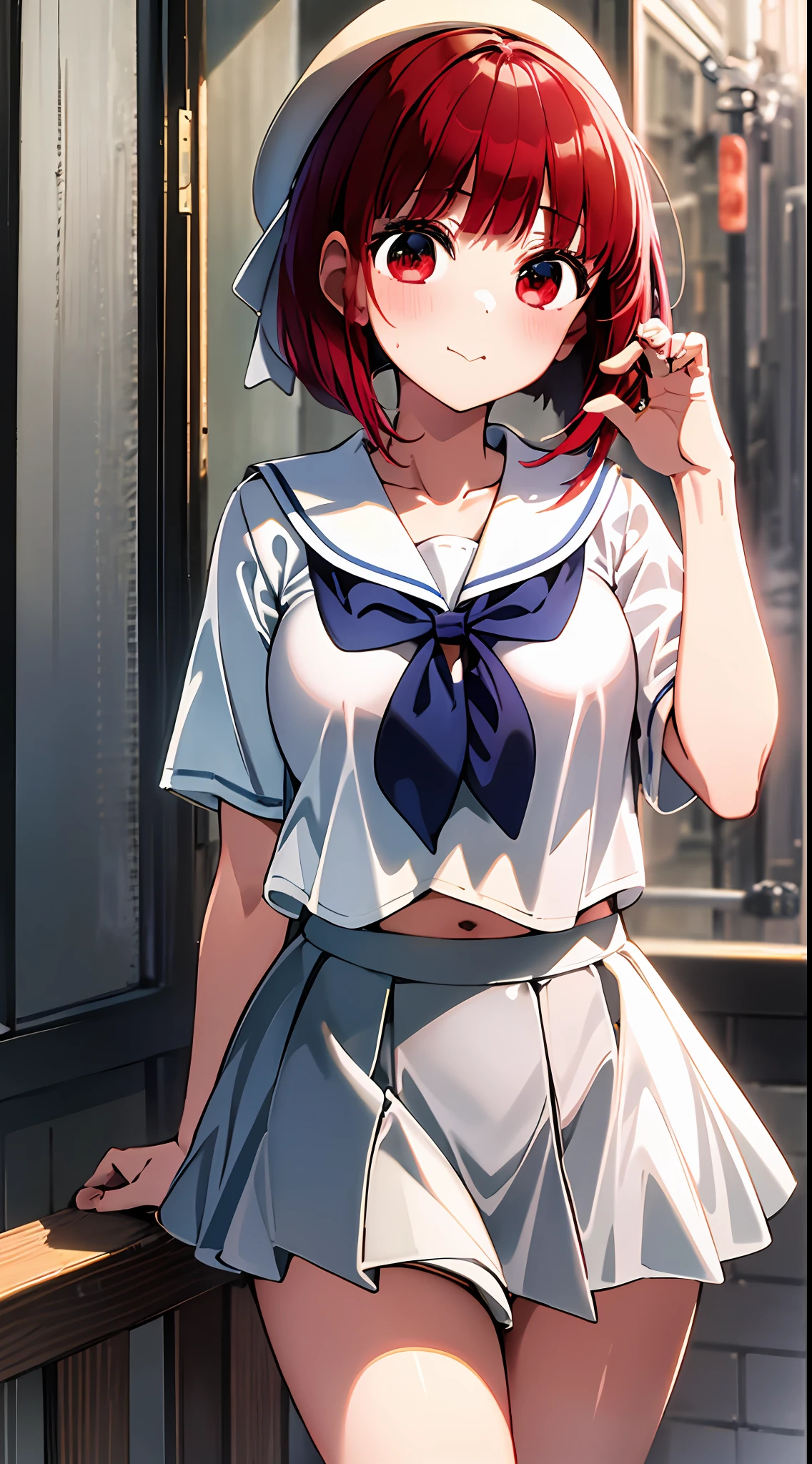 The main girl is beautiful and cute, traditional uniform, navy blue sailor suit, "neat and bright uniform coordination", full body, full body illustration, best illustration, realistic and elaborate uniform, high school uniform, elementary school student, ((highest quality)), ((masterpiece)), (detail: 1.4), anatomical, award-winning concept art, beautiful, fine details, portrait, look viewer, (full body view)), 1 girl, full body, solo, 6 years old, elementary school student, child actor, red hair, red hair, short hair, red eyes, big eyes, cute underwear, panties, long skirt, silk material panties, wet shirt, wet clothes, skirt lift, blush, classroom, navel out, clothes lift, easy background, lifting clothes, white shirt, uniform, sailor suit, Japan cute uniform, look away, short sleeves, loli, elementary, The main girl is beautiful and cute, loli, baby face, cute, young, young appearance, fantastic visual depiction, professional effect, beautiful girl, petite girl, sweaty transparent clothes, unevenness, absurdity, unevenness, the oldest girls' school Japan based on Christianity along with the girls' school, "very cute with traditional uniform", "very cute sailor suit for both summer and winter clothes", Loafers, red hair, red eyes, traditional uniform, neat and clean outfit, "In line with our school's educational policy of "nurturing independent women", the beauty of intelligent and dignified women is expressed in uniforms.