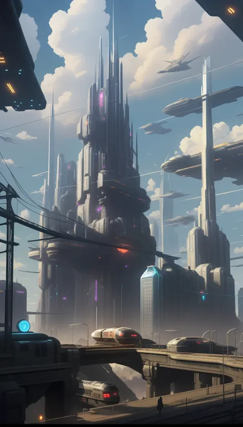 cyberpunk city， A futuristic cityscape with elements of sci-fi and Wes ...