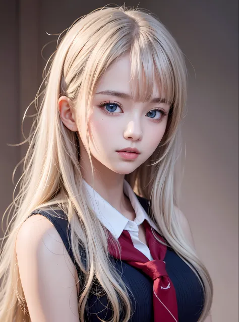 1 girl, Super long hair, Beautiful and cute 17 year old beautiful girl、Beautiful bangs、Ultimate Beauty、bright expression、Beautif...