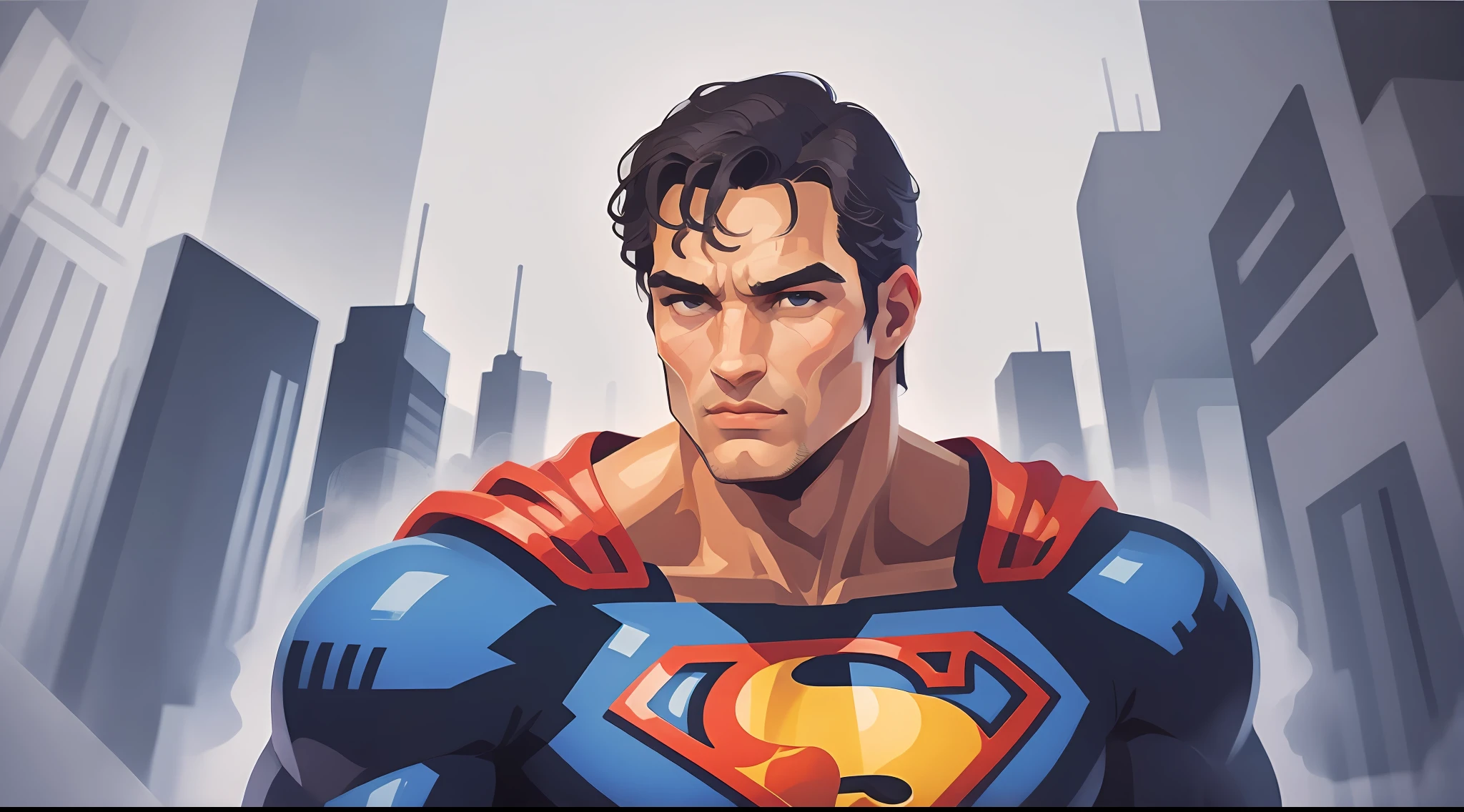 SUPERMAN Drawing style,   Looking at the Viewer, Cartoon,  fully body, Front view, face detail , White background