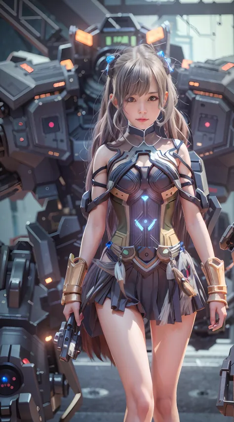 girl in mecha cyber armor, 8K Ultra Clear，Mechanized Valkyrie girl, Sun Shangxiang