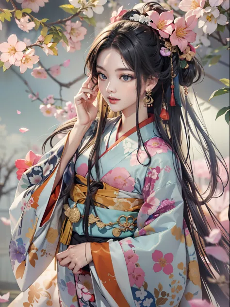 mature girl、a japanese lady、long black hair、do not tie your hair back、no ponytail、a slight smile、black-haired、colorful japan kim...