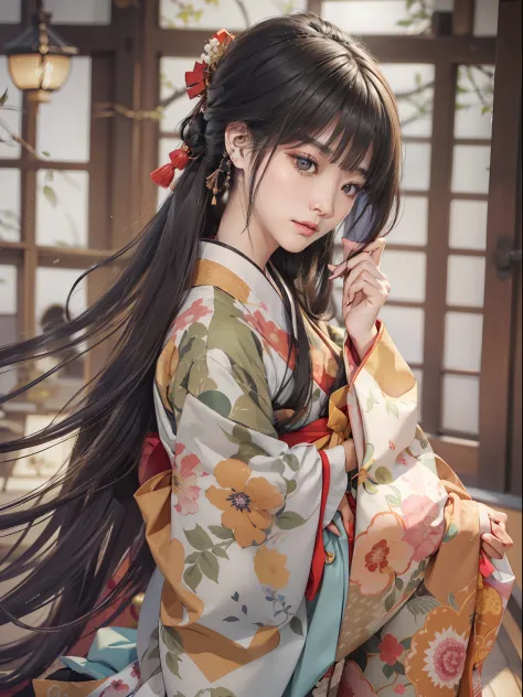 Mature girl、A Japanese Lady、Long Black Hair、Do not tie your hair back、No ponytail、A slight smile、Black-haired、Colorful Japan kim...